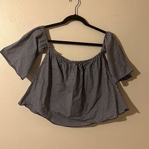Black and white gingham off the shoulder top. Size L